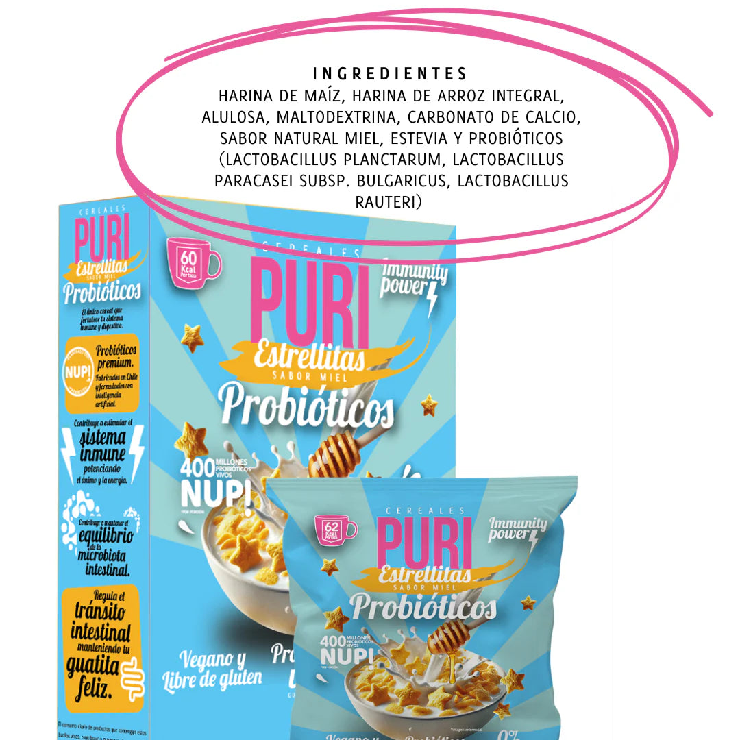 Puri Cereales Estrellitas con 400 millones de Probióticos. 20gr.