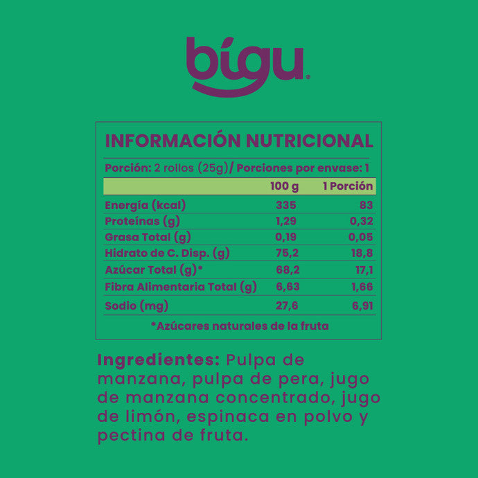 Bigu Rollos de Espinaca 25grs