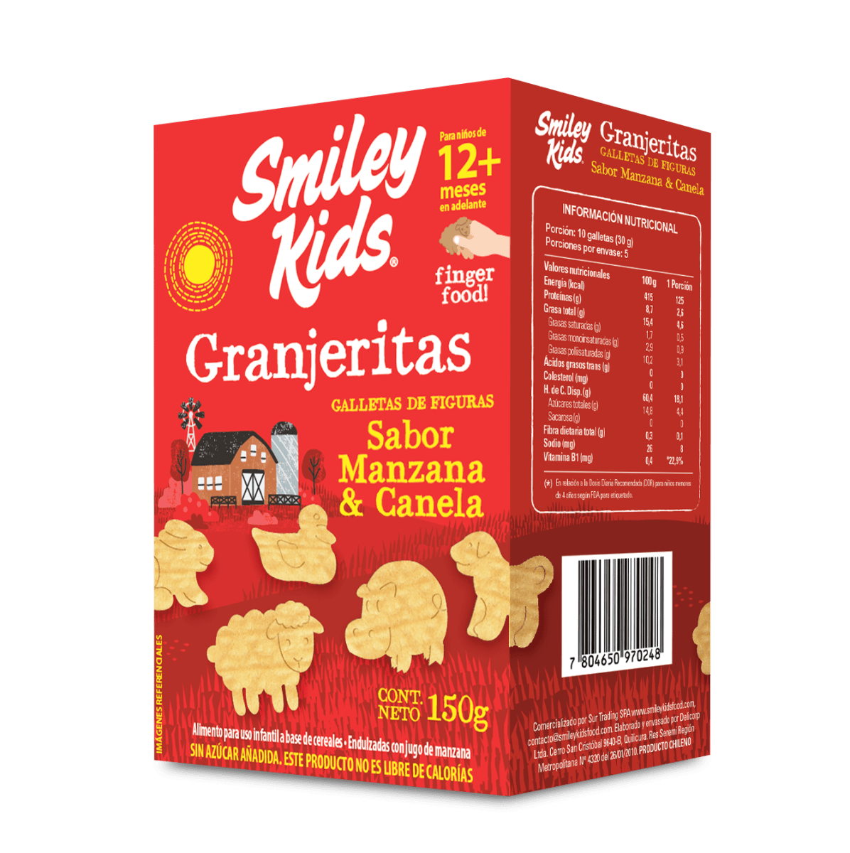 Galletas granjeritas Smiley Kids sabor manzana canela sin azúcar