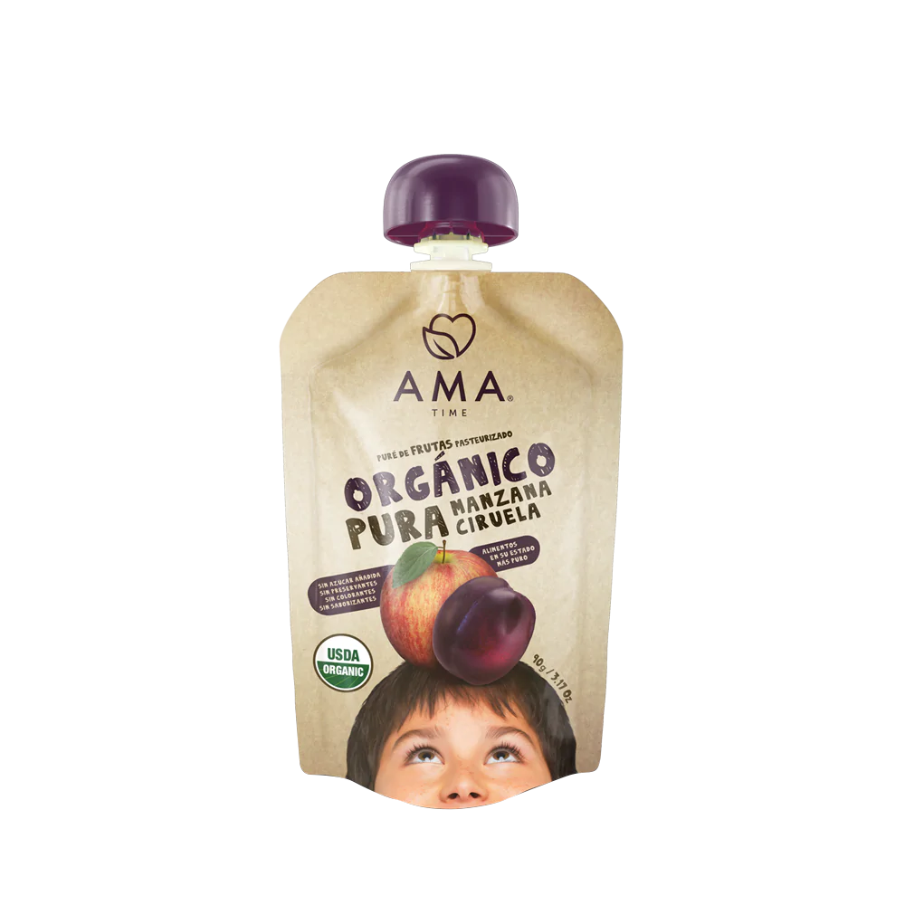 Puré manzana ciruela orgánico 90 grs