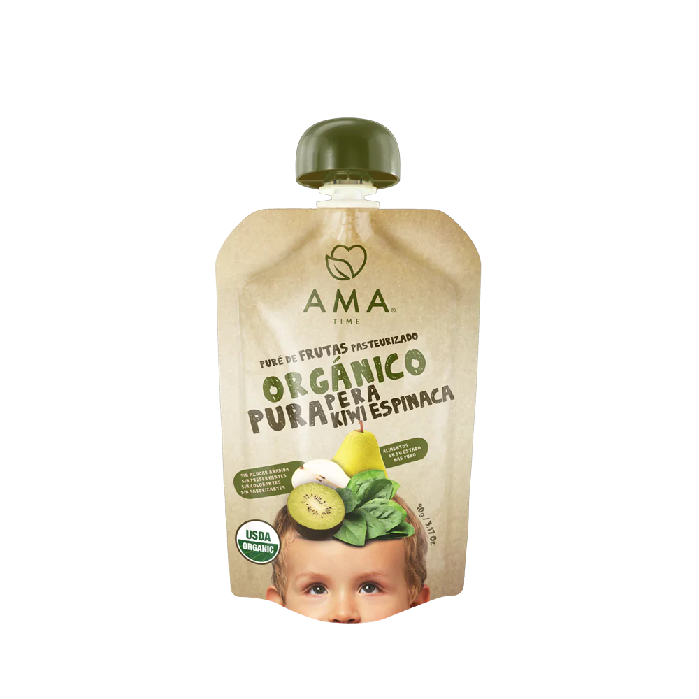 Puré pera kiwi espinaca orgánico 90 grs