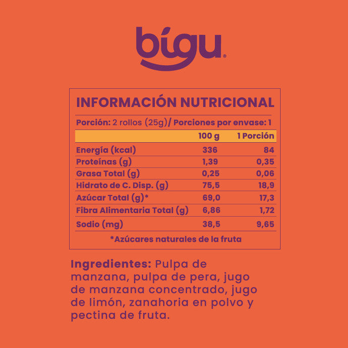 Bigu Rollos de Zanahoria 25grs