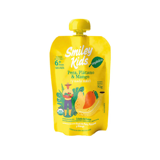 Compota Pera Plátano Mango Orgánica Smiley Kids