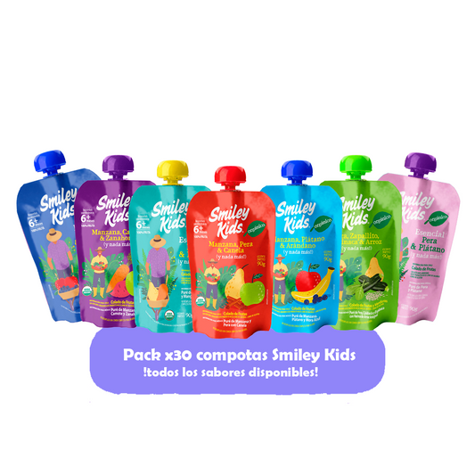 Pack x30 Puré Orgánico Variedades - Smiley Kids