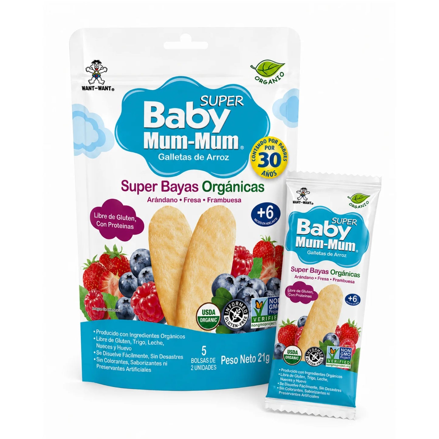 Galleta Súper Baby Mum-Mum Orgánica sabor Berries 21 gr