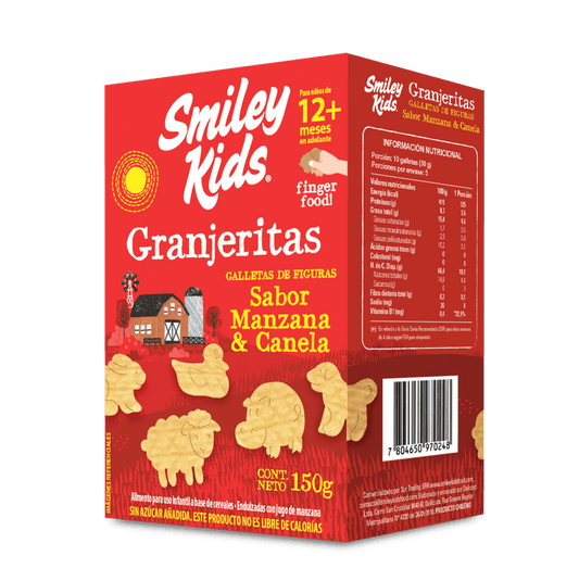 Galletas granjeritas Smiley Kids sabor manzana canela sin azúcar