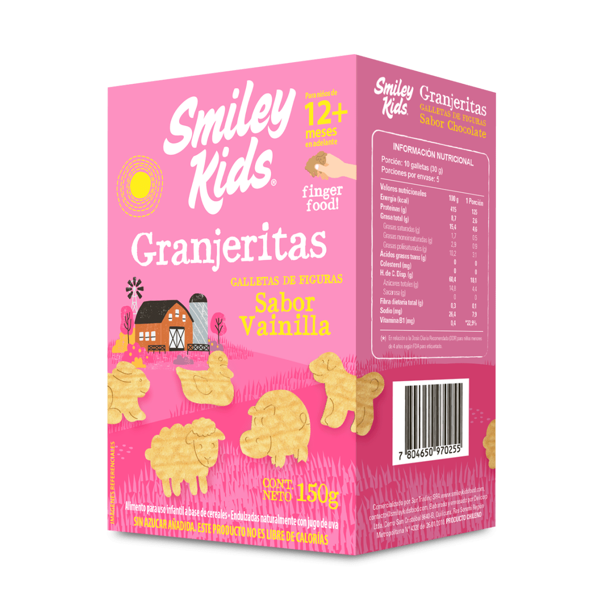 Galletas granjeritas Smiley Kids sabor vainilla sin azúcar 150g