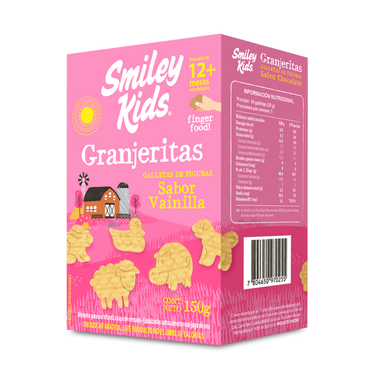 Galletas granjeritas Smiley Kids sabor vainilla sin azúcar 150g