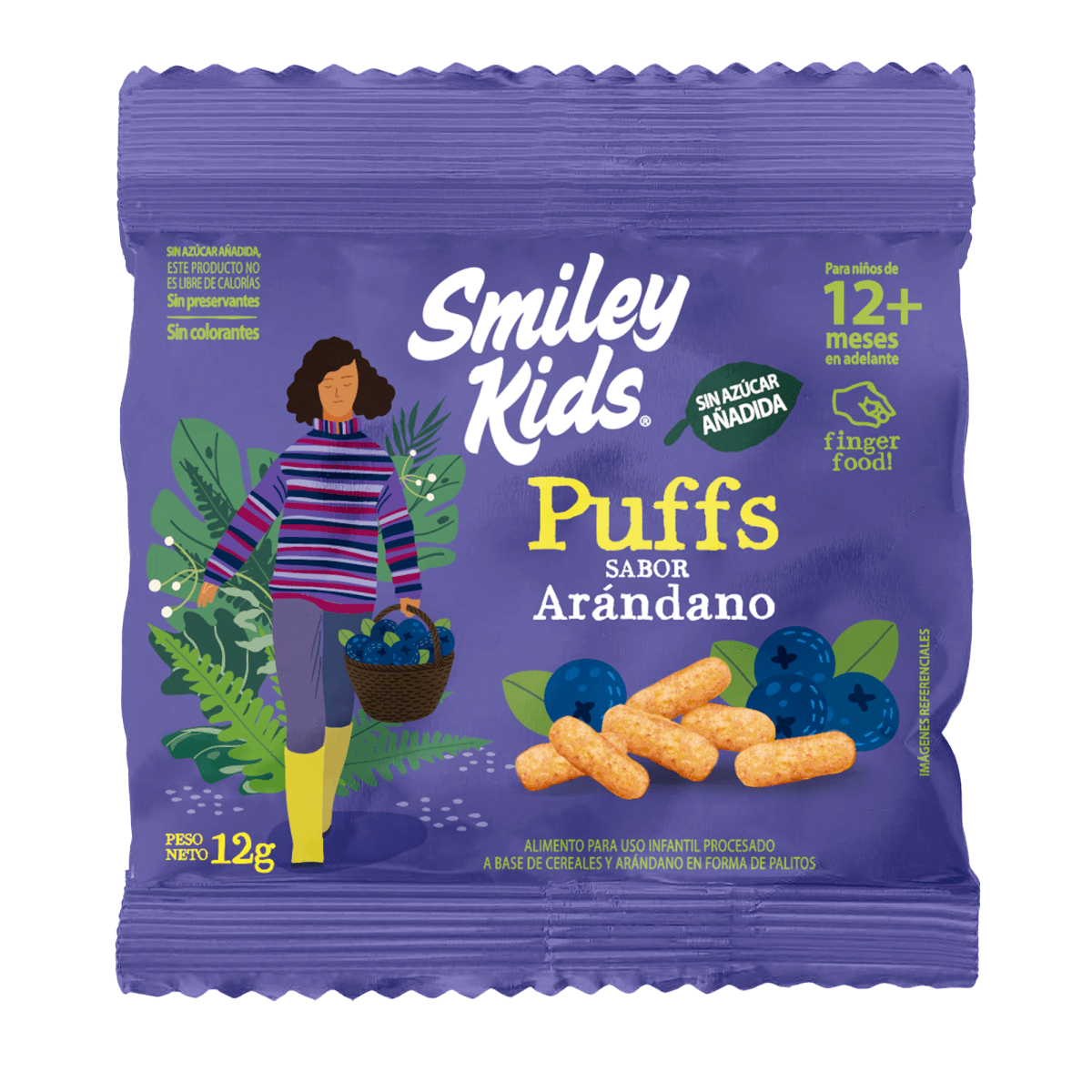 Puffs Smiley Kids sabor arándano