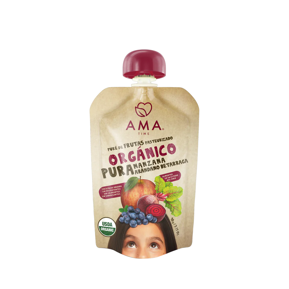 Puré manzana arándano betarraga orgánico 90 grs