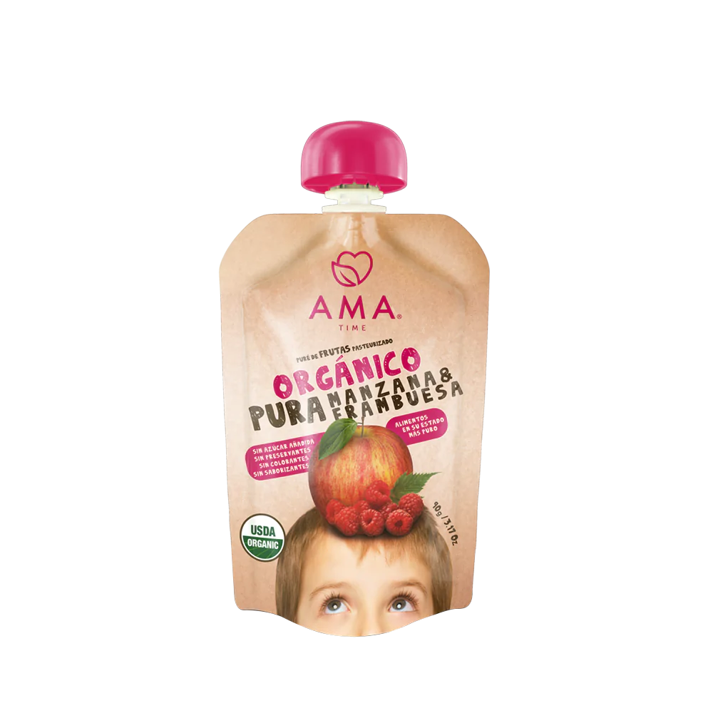 Puré manzana frambuesa orgánico 90 grs