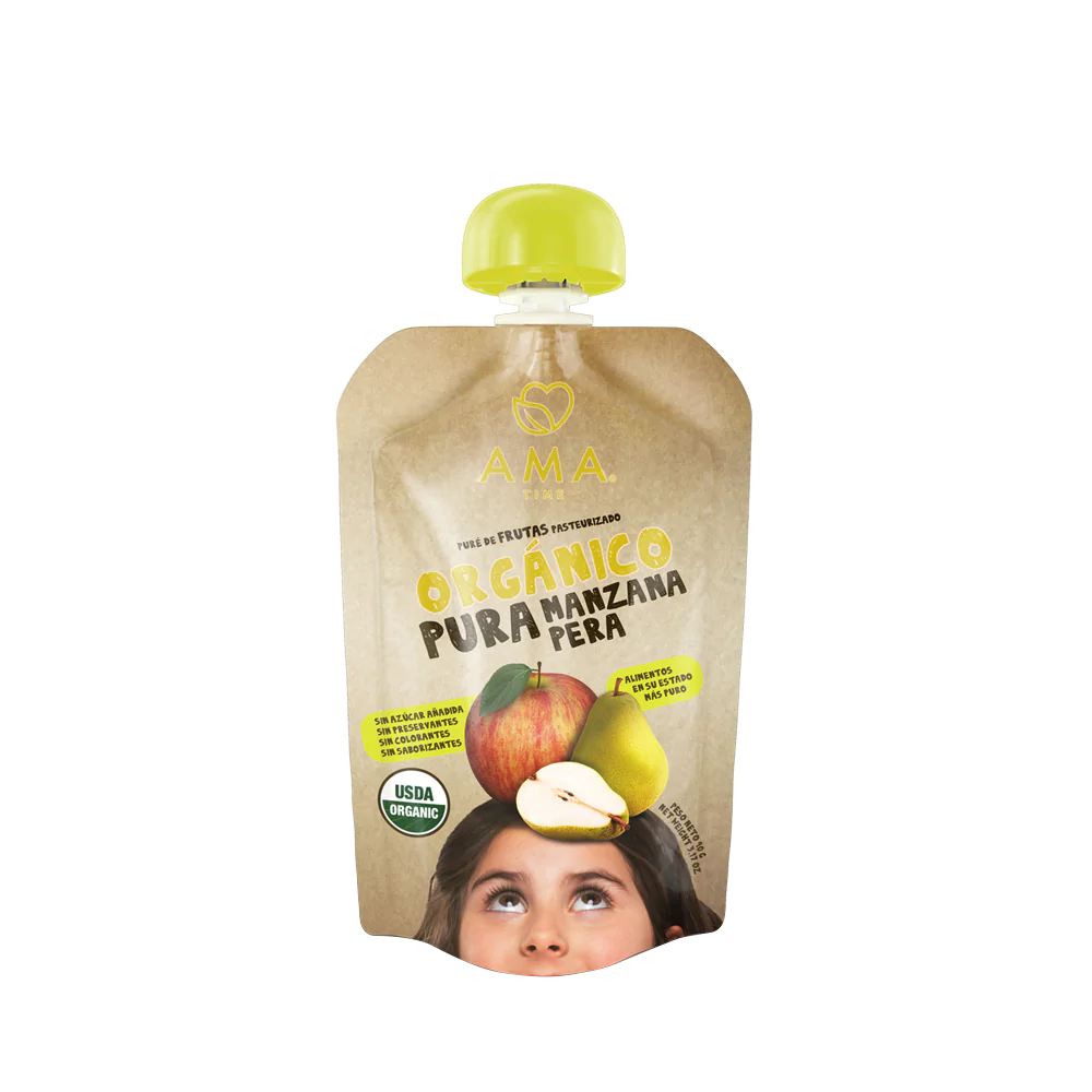 Puré manzana pera orgánico 90 grs