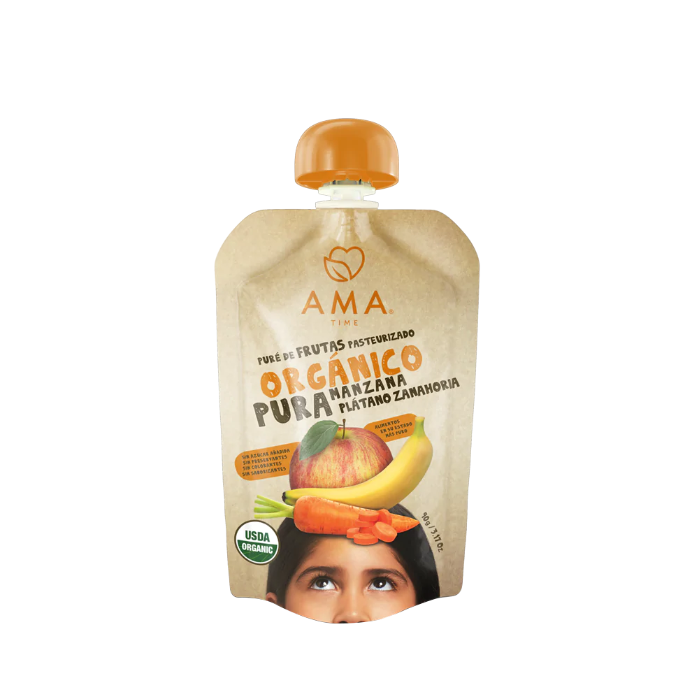 Puré manzana plátano zanahoria orgánico 90 grs