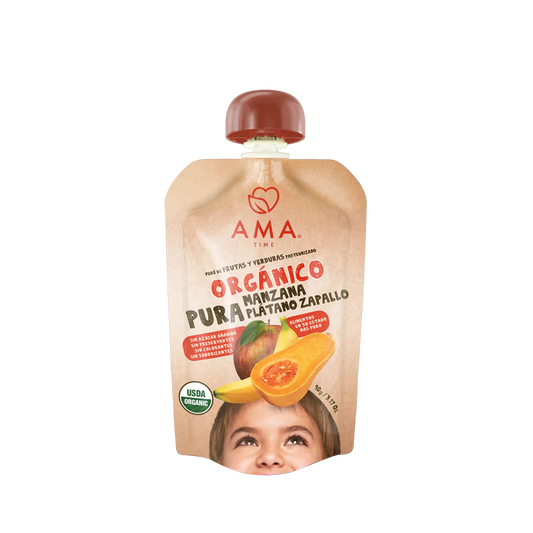 Puré manzana plátano zapallo orgánico 90 grs