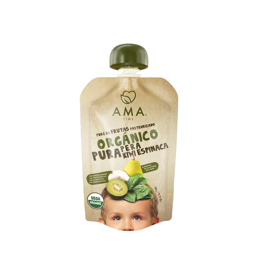 Puré pera kiwi espinaca orgánico 90 grs