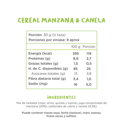 Cereal Manzana & Canela Sin Azúcar | 280 grs