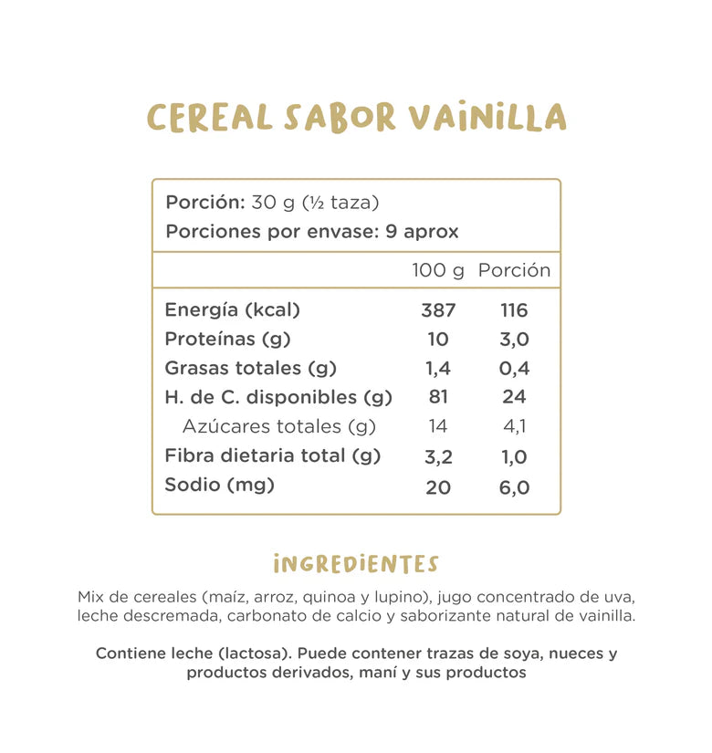 Cereal Sabor Vainilla Sin Azúcar | 280 grs